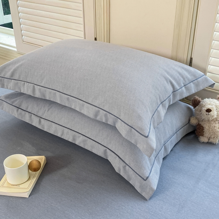 91家纺网 家纺一手货源 找家纺 优品阁 2024新款全棉磨毛四件套单品系列-单枕套 邦尼-蓝灰