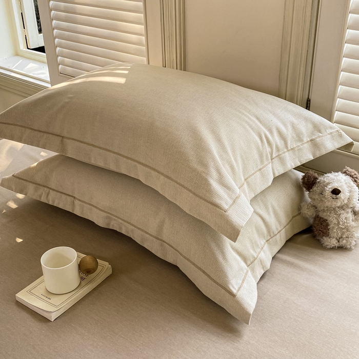 91家纺网 家纺一手货源 找家纺 优品阁 2024新款全棉磨毛四件套单品系列-单枕套 邦尼-咖