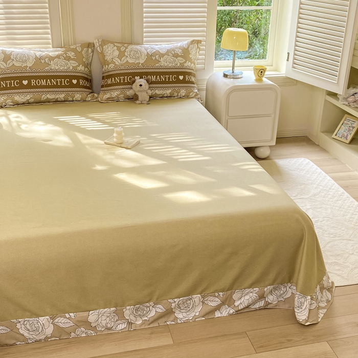 91家纺网 家纺一手货源 找家纺 优品阁 2024新款亲肤舒适全棉磨毛单床单 初恋-咖