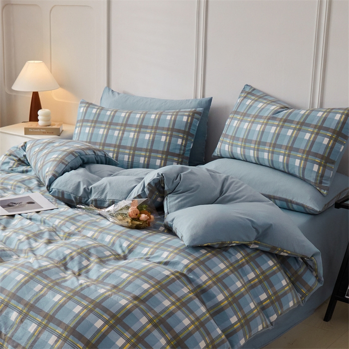 91家纺网 家纺一手货源 找家纺 盛秋家纺 2025新款格子单被套简约+海清