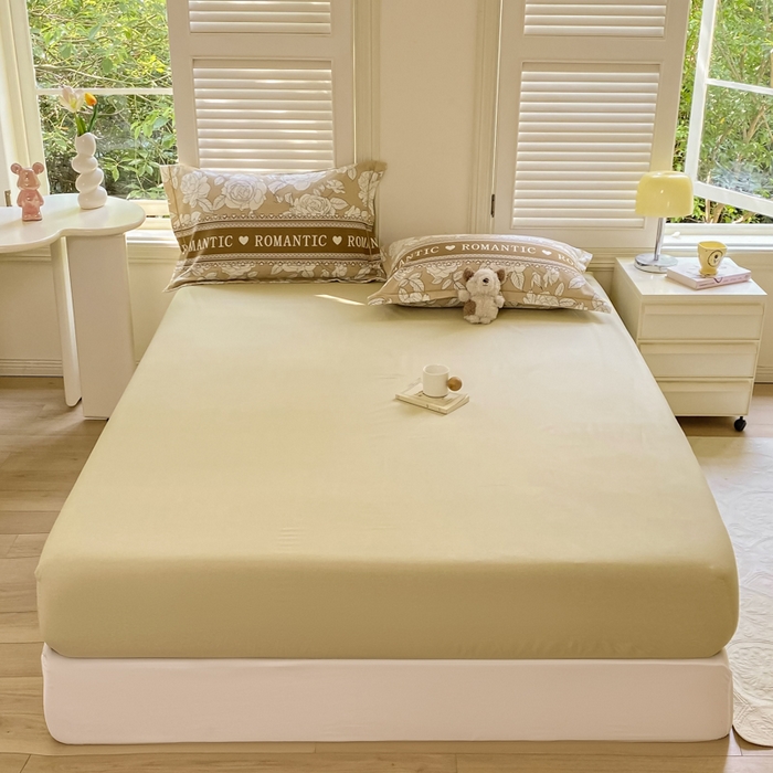 91家纺网 家纺一手货源 找家纺 优品阁 2024新款全棉磨毛四件套单品系列-单床笠 初恋-咖