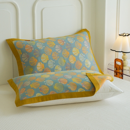 91家纺网 家纺一手货源 找家纺 （总）棠薇家纺 2025新款清新款全棉细纱三层纱包边枕巾一对装