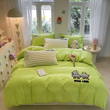 91家纺网 家纺一手货源 找家纺 吉象家纺 2024新款全棉斜纹毛巾绣混搭四件套 好伙伴