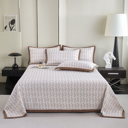莎果家纺 2025秋冬一面天丝一面绒高温砂洗床盖三件套 薇拉-棕