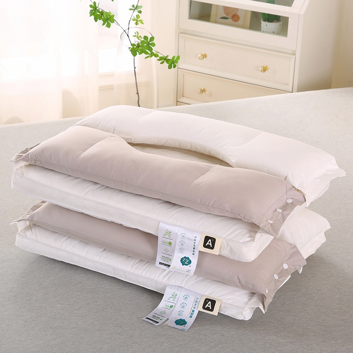 91家纺网 家纺一手货源 找家纺 （总）蔻眠 2024新款全棉可拆卸双向护颈椎牵引枕芯三合一护耳枕头