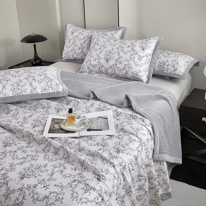 91家纺网 家纺一手货源 找家纺 莎果家纺 2025秋冬一面天丝一面绒高温砂洗床盖三件套 摩西