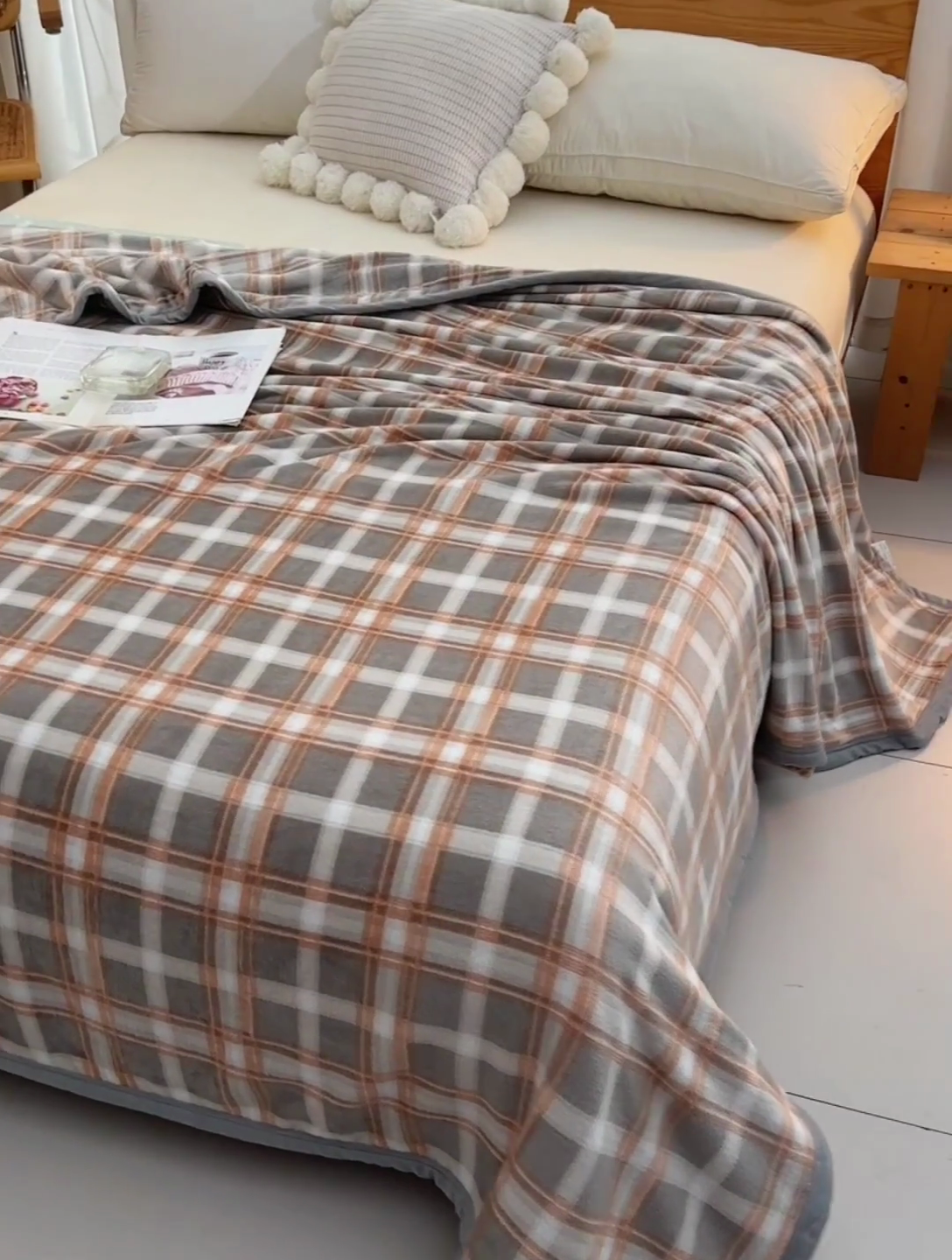 91家纺网 家纺一手货源 找家纺 仟人梦 2024新款A类高克重保暖法兰绒多功能保暖毛毯 时尚咖