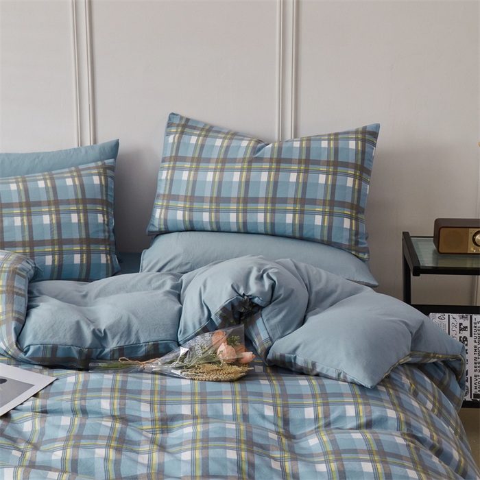 91家纺网 家纺一手货源 找家纺 盛秋家纺 2025新款格子单被套简约+海清