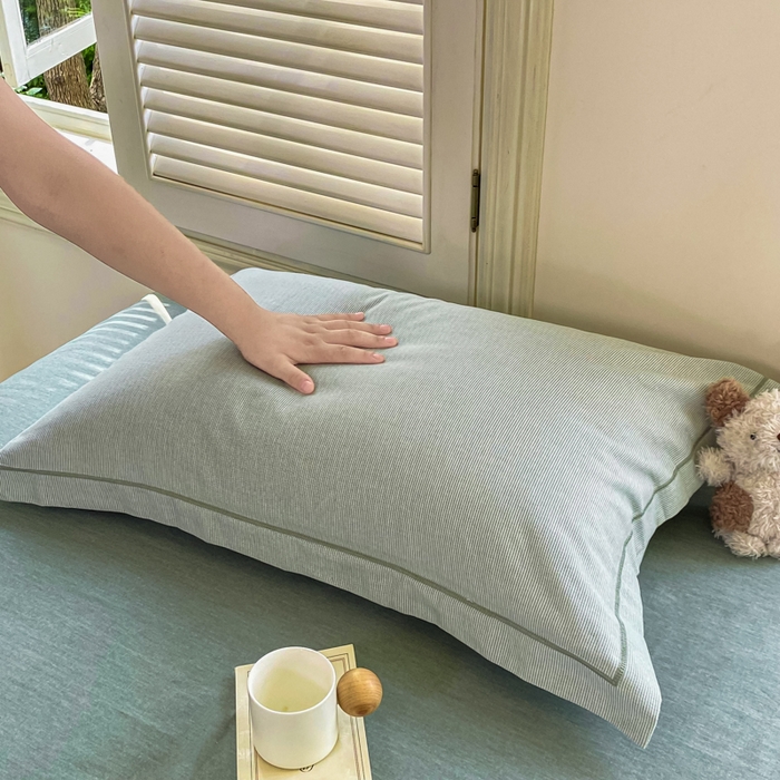 91家纺网 家纺一手货源 找家纺 优品阁 2024新款全棉磨毛四件套单品系列-单枕套 邦尼-绿