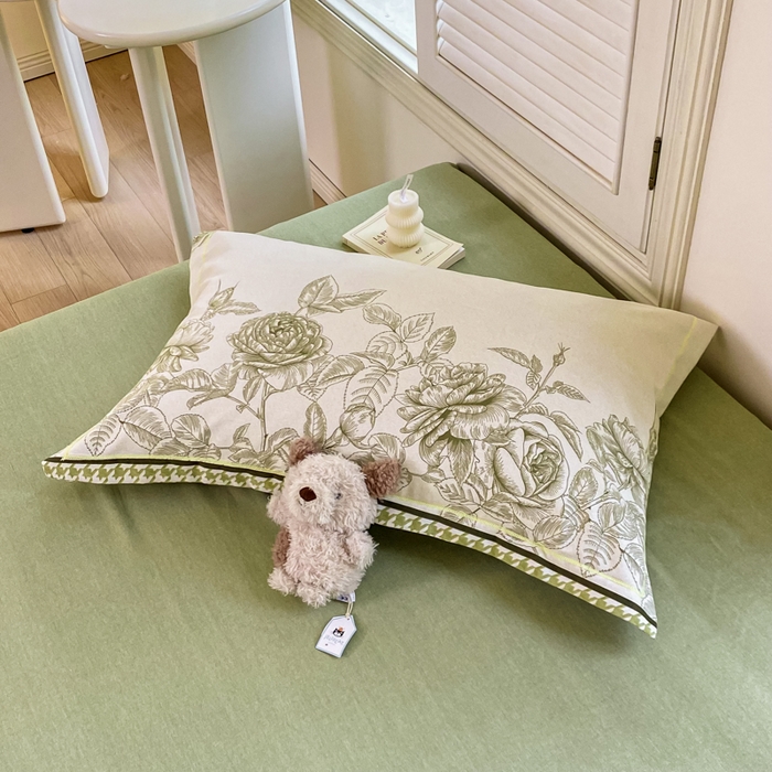 91家纺网 家纺一手货源 找家纺 优品阁 2024新款全棉磨毛四件套单品系列-单枕套 温妮莎-绿