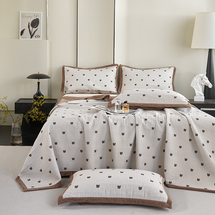 91家纺网 家纺一手货源 找家纺 （总）莎果家纺 2025秋冬一面天丝一面绒高温砂洗床盖三件套