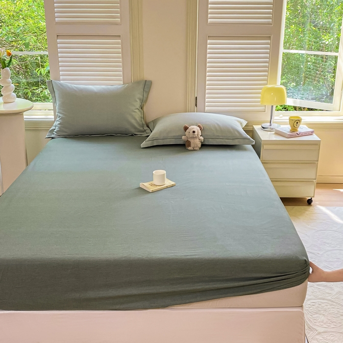 91家纺网 家纺一手货源 找家纺 优品阁 2024新款全棉磨毛四件套单品系列-单床笠 邦尼-绿