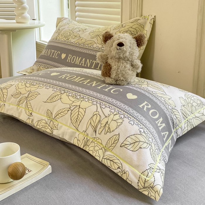 91家纺网 家纺一手货源 找家纺 优品阁 2024新款全棉磨毛四件套单品系列-单枕套 初恋-灰