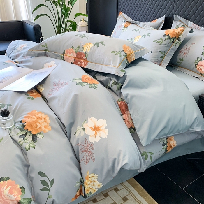 91家纺网 家纺一手货源 找家纺 名佰蕙家纺 2024新款银丝抗菌全棉功能性四件套 丹姿-兰