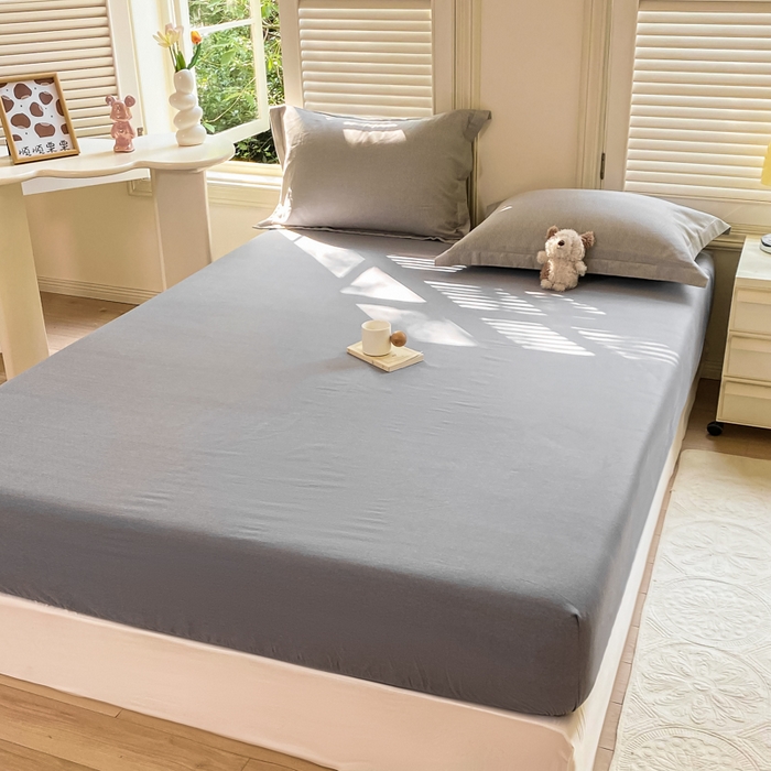 91家纺网 家纺一手货源 找家纺 优品阁 2024新款全棉磨毛四件套单品系列-单床笠 邦尼-灰