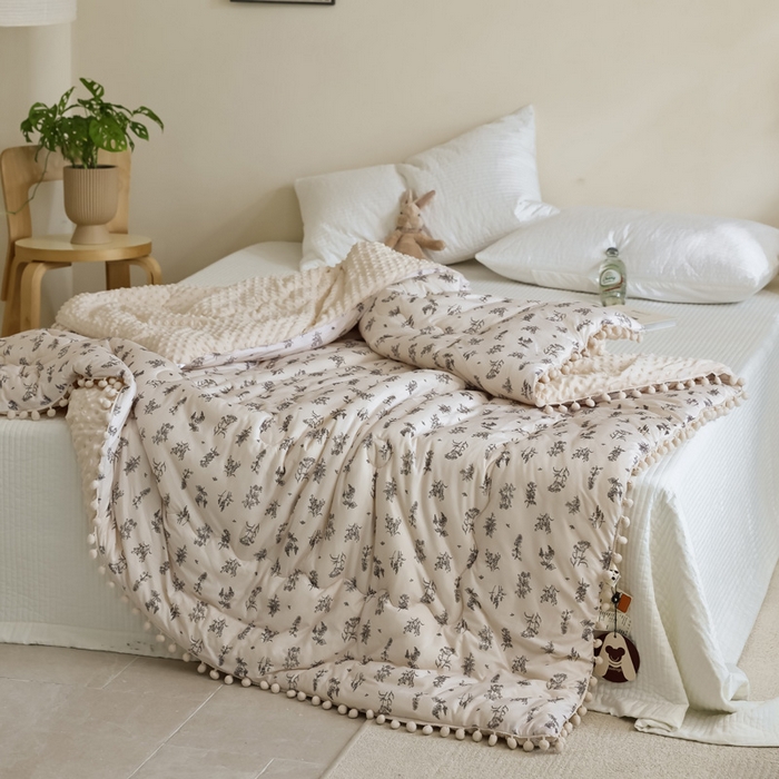 91家纺网 家纺一手货源 找家纺 （总）U被家纺 2025新款针织棉球球系列豆豆冬被被子被芯