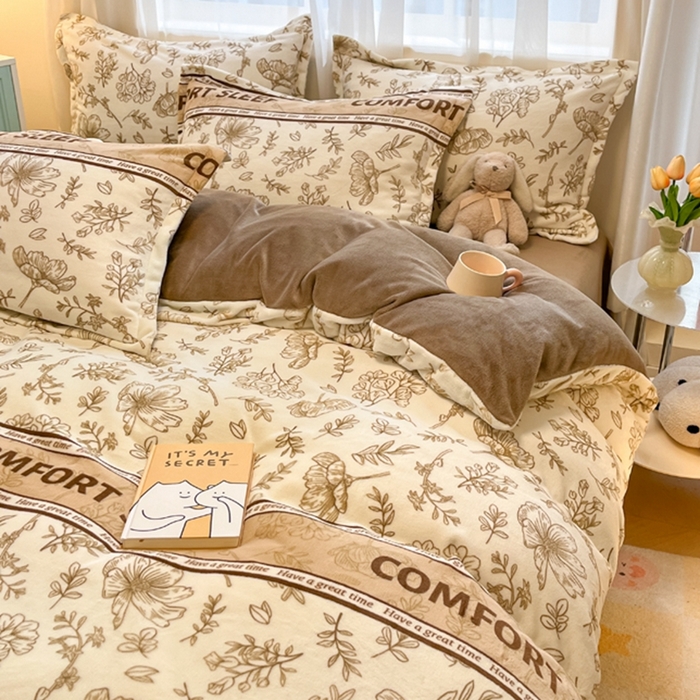 91家纺网 家纺一手货源 找家纺 慕尚家纺 2025新款3.5kg高克重田园花卉类牛奶绒四件套 安逸