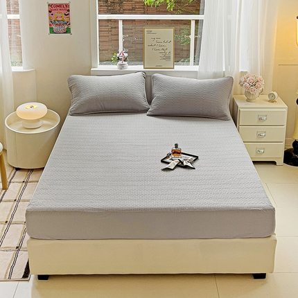 91家纺网 家纺一手货源 找家纺 漫时光 2025新款40支全棉纯色夹棉床笠款 雅致灰