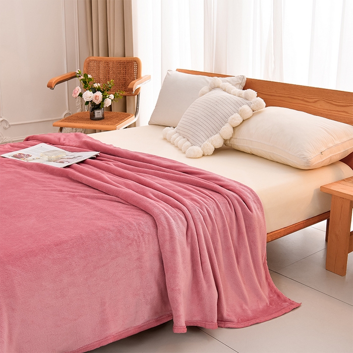 91家纺网 家纺一手货源 找家纺 仟人梦 2024新款A类高克重保暖法兰绒多功能保暖毛毯 豆沙