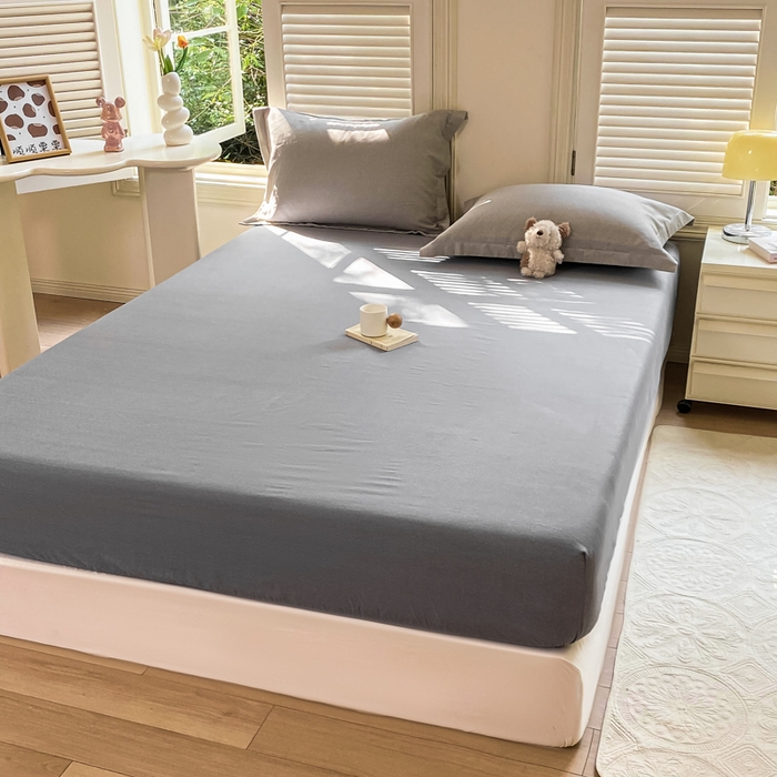 91家纺网 家纺一手货源 找家纺 优品阁 2024新款全棉磨毛四件套单品系列-单床笠 邦尼-灰