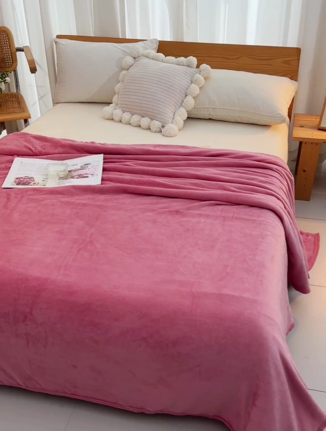 91家纺网 家纺一手货源 找家纺 仟人梦 2024新款A类高克重保暖法兰绒多功能保暖毛毯 豆沙