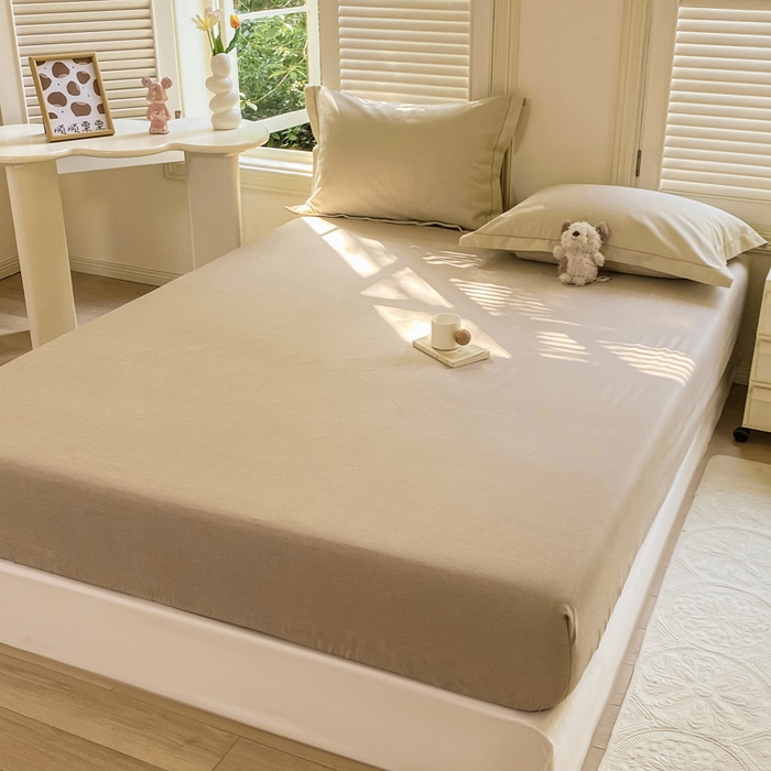 91家纺网 家纺一手货源 找家纺 优品阁 2024新款全棉磨毛四件套单品系列-单床笠 邦尼-咖