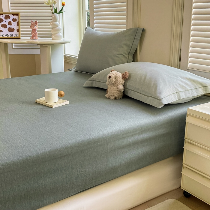 91家纺网 家纺一手货源 找家纺 优品阁 2024新款全棉磨毛四件套单品系列-单床笠 邦尼-绿