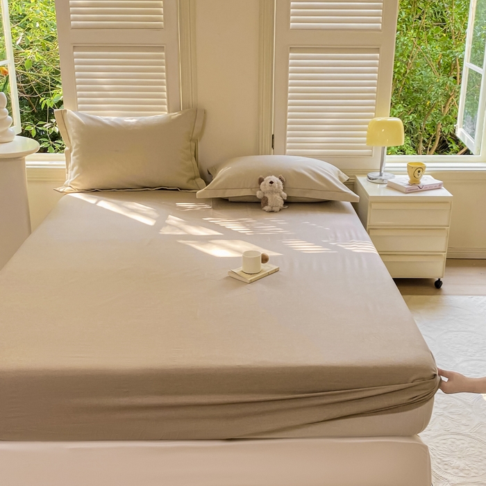 91家纺网 家纺一手货源 找家纺 优品阁 2024新款全棉磨毛四件套单品系列-单床笠 邦尼-咖