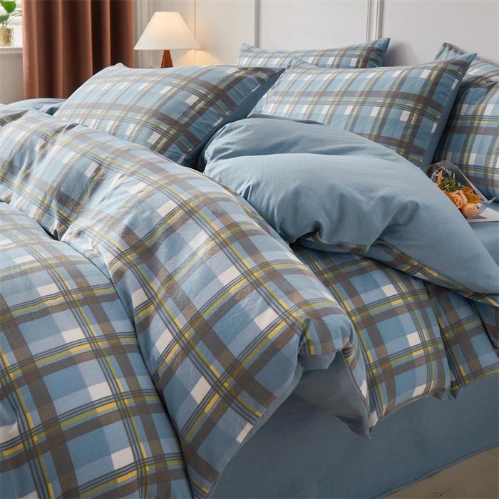 91家纺网 家纺一手货源 找家纺 盛秋家纺 2025新款格子单被套简约+海清