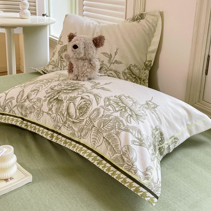 91家纺网 家纺一手货源 找家纺 优品阁 2024新款全棉磨毛四件套单品系列-单枕套 温妮莎-绿