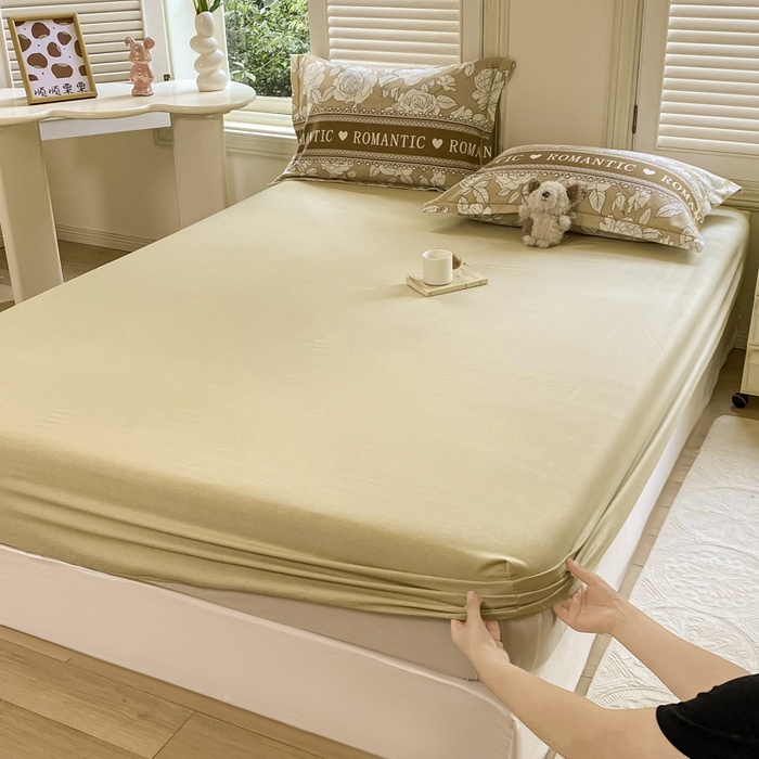 91家纺网 家纺一手货源 找家纺 优品阁 2024新款全棉磨毛四件套单品系列-单床笠 初恋-咖