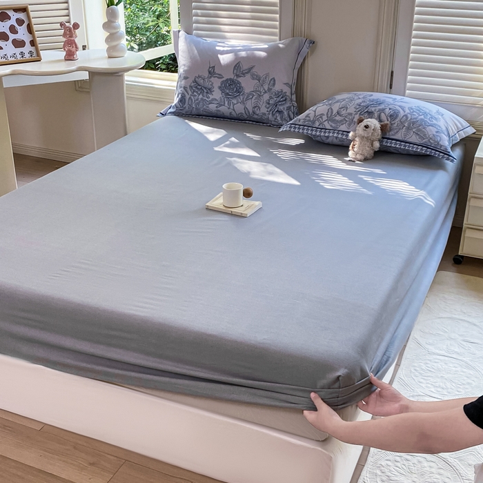 91家纺网 家纺一手货源 找家纺 优品阁 2024新款全棉磨毛四件套单品系列-单床笠 温妮莎-蓝