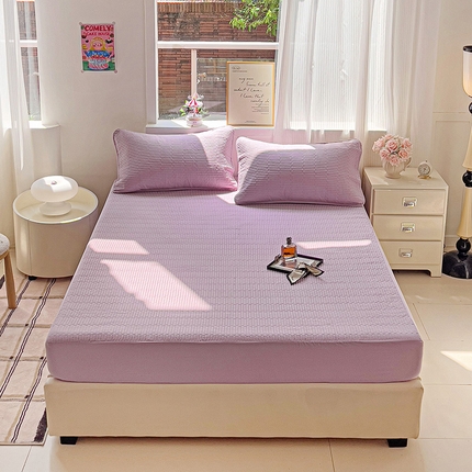 漫时光 2025新款40支全棉纯色夹棉床笠款 绝绝紫