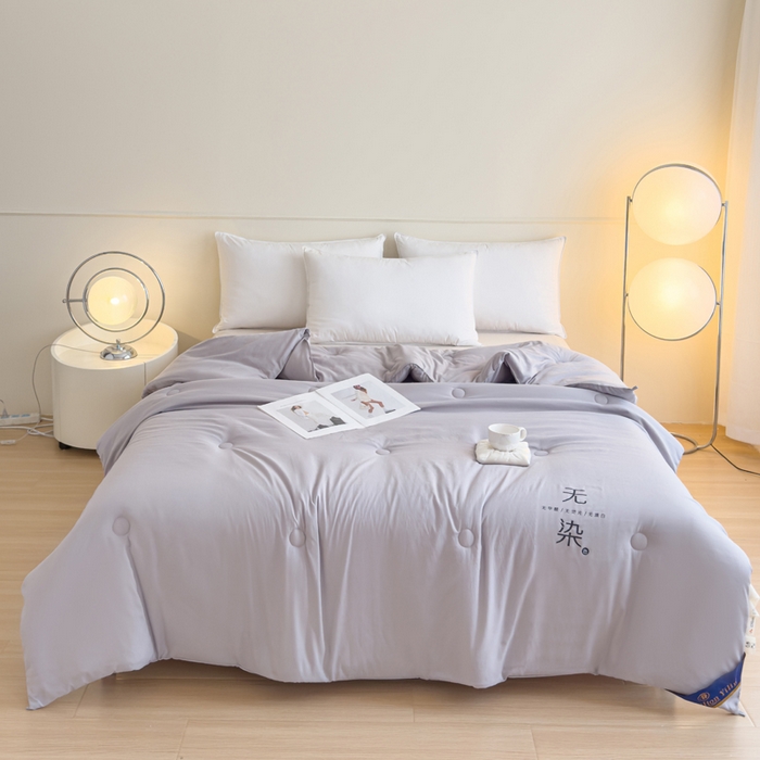 91家纺网 家纺一手货源 找家纺 三俏家纺 2024新款a类无染大豆纤维春秋被冬被学生被 灰色