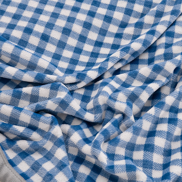 91家纺网 家纺一手货源 找家纺 仟人梦 2024新款A类高克重保暖法兰绒多功能保暖毛毯 蓝小格