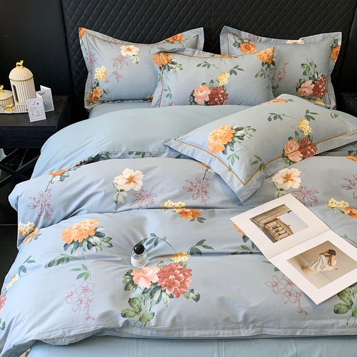 91家纺网 家纺一手货源 找家纺 名佰蕙家纺 2024新款银丝抗菌全棉功能性四件套 丹姿-兰