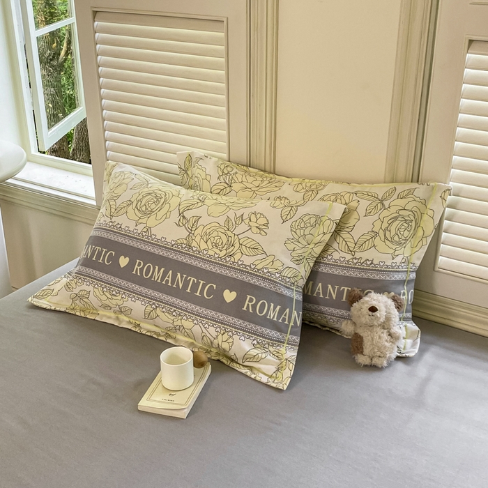 91家纺网 家纺一手货源 找家纺 优品阁 2024新款全棉磨毛四件套单品系列-单枕套 初恋-灰