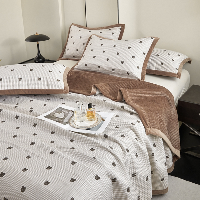 91家纺网 家纺一手货源 找家纺 （总）莎果家纺 2025秋冬一面天丝一面绒高温砂洗床盖三件套