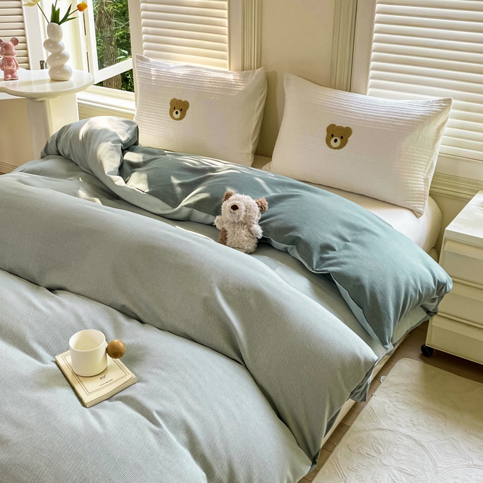 91家纺网 家纺一手货源 找家纺 优品阁 2024新款全棉磨毛四件套单品系列-单被套 邦尼-绿