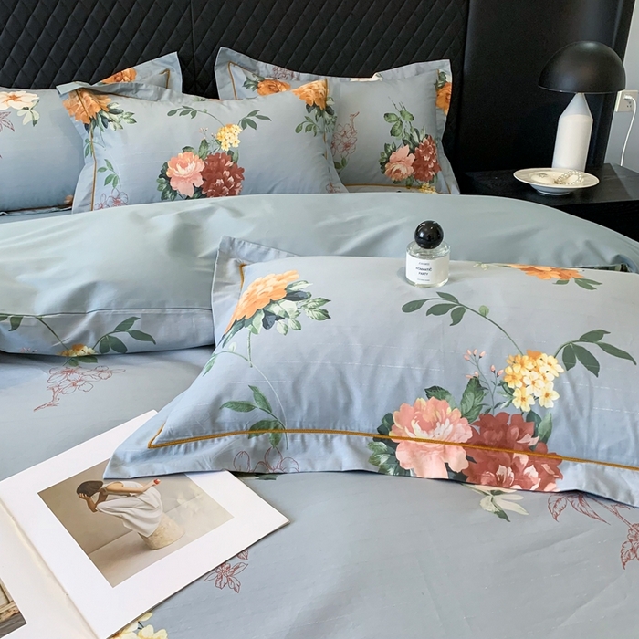 91家纺网 家纺一手货源 找家纺 名佰蕙家纺 2024新款银丝抗菌全棉功能性四件套 丹姿-兰