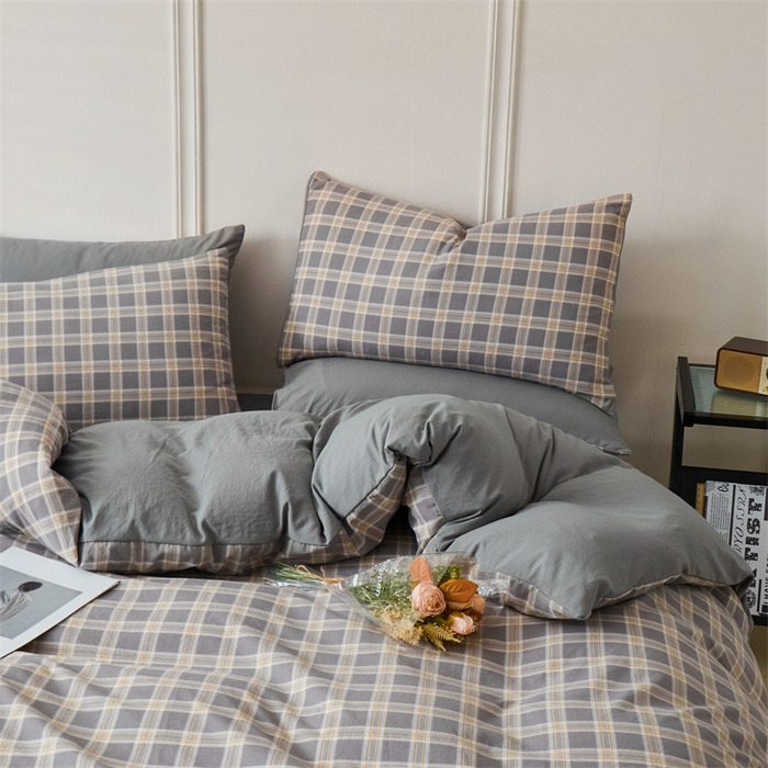91家纺网 家纺一手货源 找家纺 盛秋家纺 2025新款格子单被套保罗+中灰