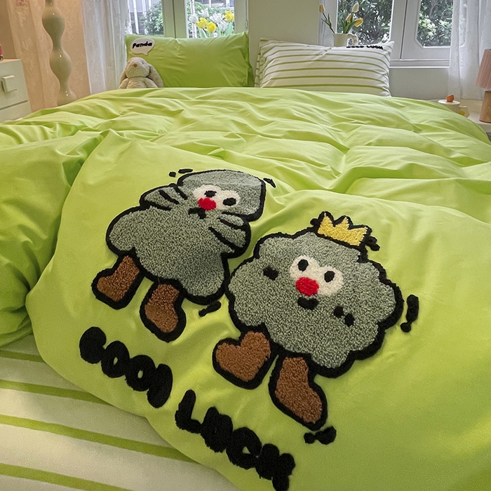 91家纺网 家纺一手货源 找家纺 吉象家纺 2024新款全棉斜纹毛巾绣混搭四件套 好伙伴