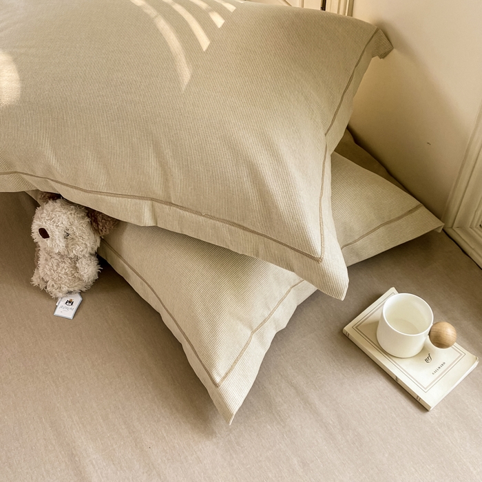 91家纺网 家纺一手货源 找家纺 优品阁 2024新款全棉磨毛四件套单品系列-单枕套 邦尼-咖