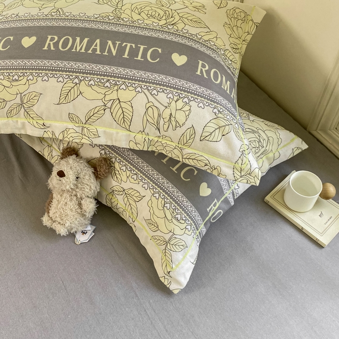 91家纺网 家纺一手货源 找家纺 优品阁 2024新款全棉磨毛四件套单品系列-单枕套 初恋-灰