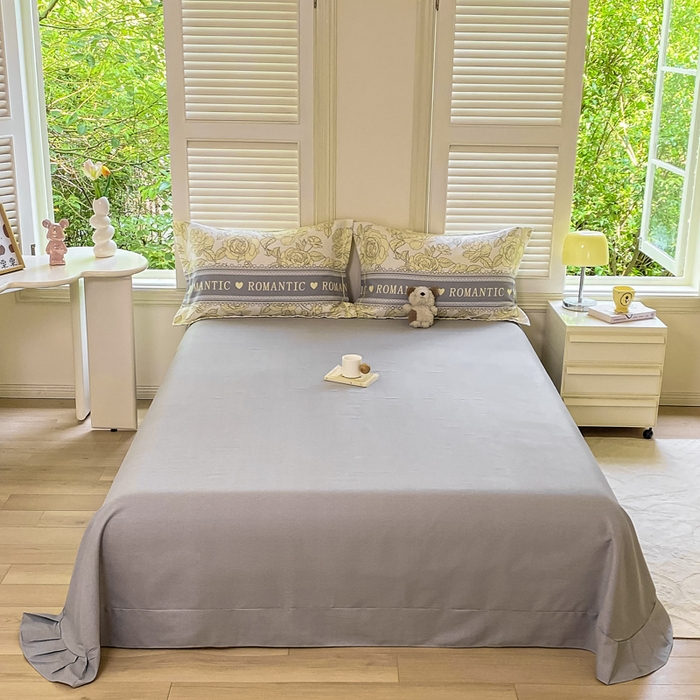 91家纺网 家纺一手货源 找家纺 优品阁 2024新款亲肤舒适全棉磨毛单床单 初恋-灰