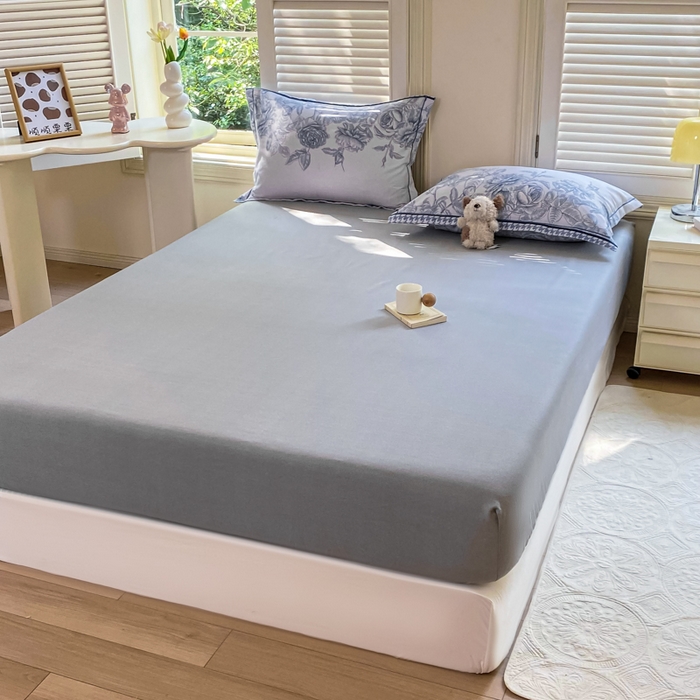 91家纺网 家纺一手货源 找家纺 优品阁 2024新款全棉磨毛四件套单品系列-单床笠 温妮莎-蓝