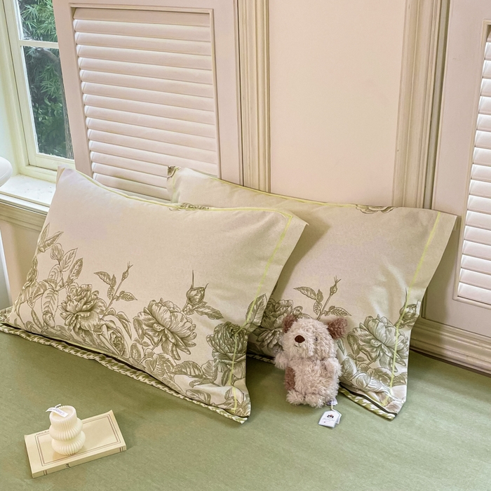 91家纺网 家纺一手货源 找家纺 优品阁 2024新款全棉磨毛四件套单品系列-单枕套 温妮莎-绿