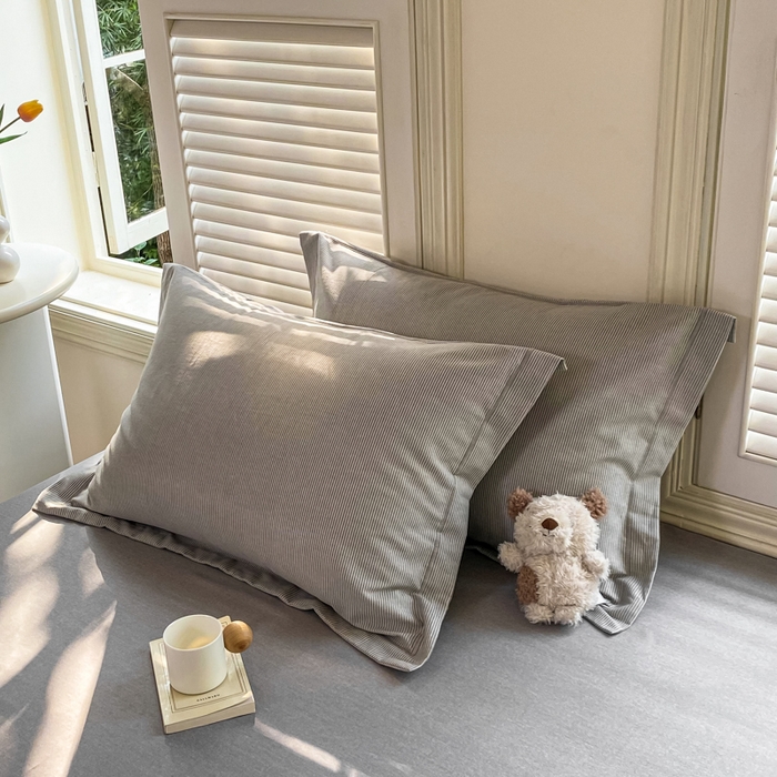 91家纺网 家纺一手货源 找家纺 优品阁 2024新款全棉磨毛四件套单品系列-单枕套 邦尼-灰