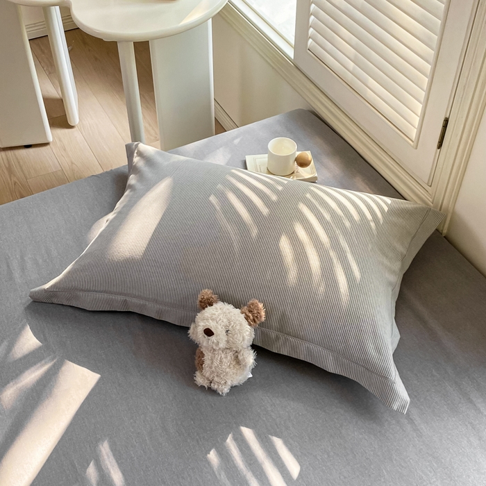 91家纺网 家纺一手货源 找家纺 优品阁 2024新款全棉磨毛四件套单品系列-单枕套 邦尼-灰