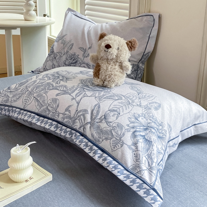 91家纺网 家纺一手货源 找家纺 优品阁 2024新款全棉磨毛四件套单品系列-单枕套 温妮莎-蓝